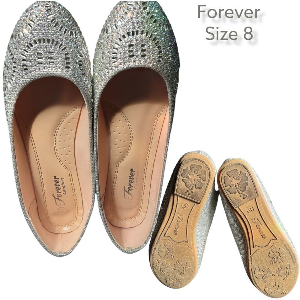 Forever Comfort Rhinestone Crystal Embellished Ballet Flats